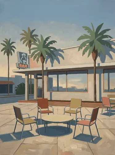 Oil Painting Retro Desert Bar Patio