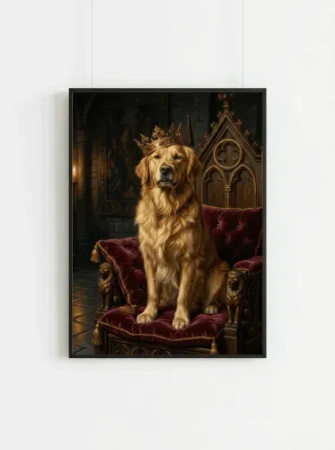 Oil Painting Royal Golden Retriever Crown framed preview