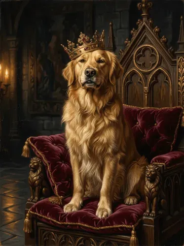 Oil Painting Royal Golden Retriever Crown