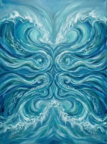 Oil Painting Symmetrical Ocean Waves Swirls