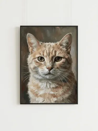 Oil Painting Tabby Cat Piercing Gaze framed preview