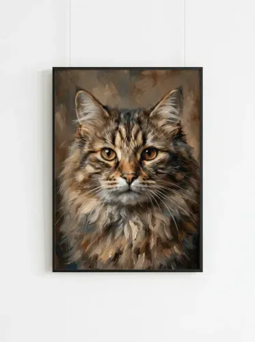 Oil Painting Tabby Cat Golden Eyes Portrait framed preview