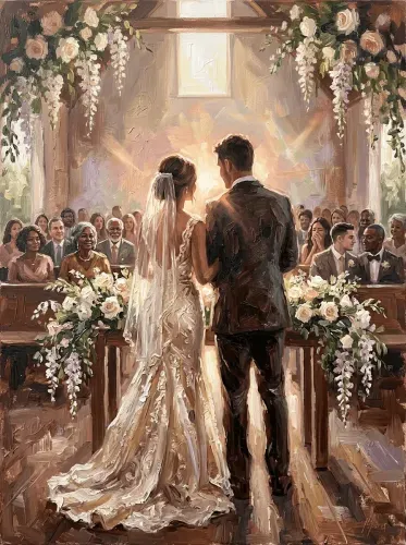 Oil Painting Wedding Ceremony Veil Light