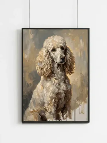Oil Portrait Cream Poodle Curly Coat framed preview