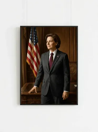 Oil Portrait Executive American Flag Study framed preview