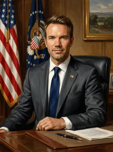 Oil Portrait Executive Navy Tie Formal