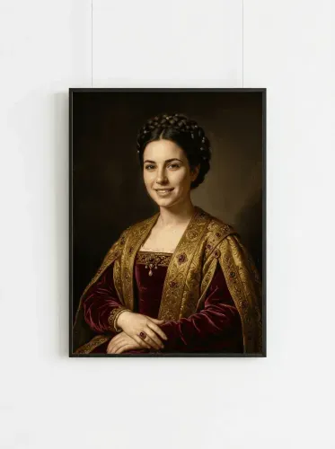 Oil Portrait Golden Embroidered Braids framed preview