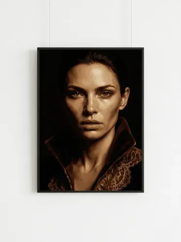 Oil Portrait Golden Embroidered Collar Woman framed preview