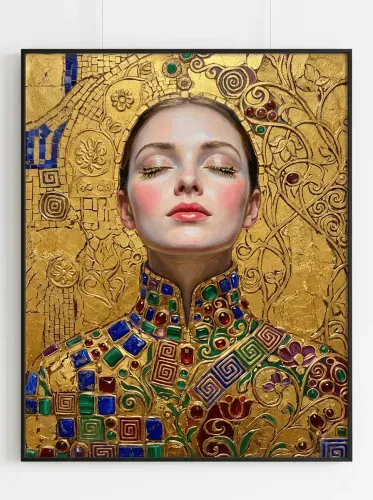 Oil Portrait Golden Mosaic Byzantine Elegance framed preview