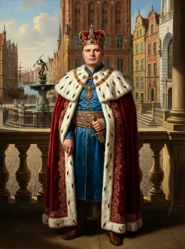 Oil Portrait Royal Crown Ermine Cloak