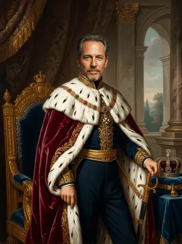 Oil Portrait Royal Ermine Robe Majesty