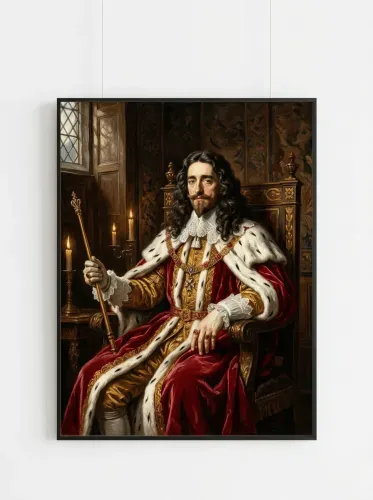 Oil Portrait Royal Ermine Scepter Throne framed preview