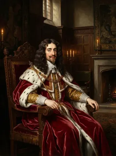 Oil Portrait Royal Ermine Velvet Robe