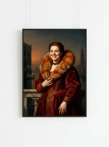 Oil Portrait Venetian Fur Collar Nobility framed preview