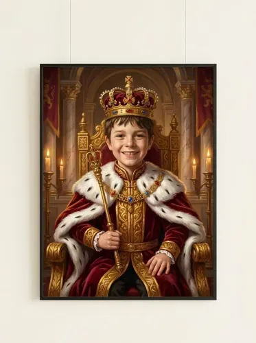 Oil Portrait Young Prince Golden Crown framed preview