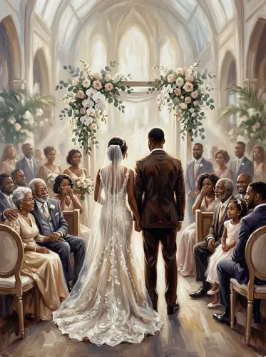 Oil Wedding Ceremony Floral Arch Canvas