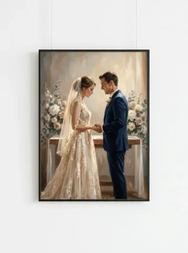 Oil Wedding Vows Floral Altar Portrait framed preview