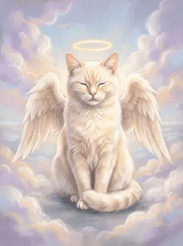 Pastel Angel Cat Heavenly Halo Portrait