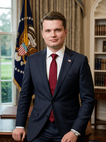 Photorealistic Digital Portrait Burgundy Tie Formal