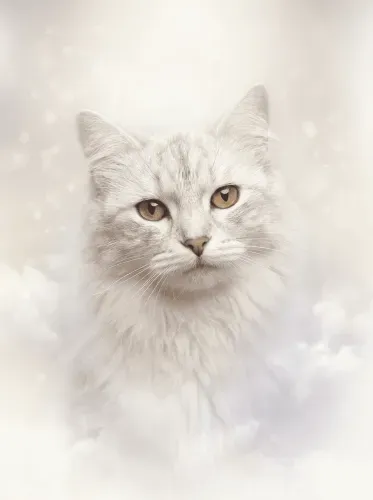 Photorealistic White Cat Golden Eyes Portrait