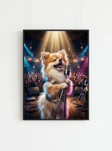 Pop Art Chihuahua Sequin Microphone Concert framed preview