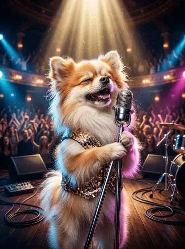 Pop Art Chihuahua Sequin Microphone Concert