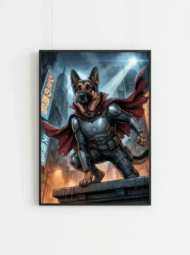 Pop Art German Shepherd Armored Superhero framed preview