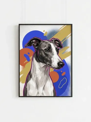 Pop Art Greyhound Magenta Outline Portrait framed preview
