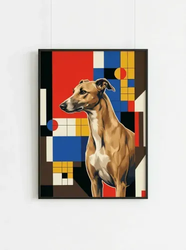 Pop Art Greyhound Mondrian Grid Portrait framed preview