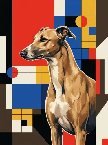 Pop Art Greyhound Mondrian Grid Portrait