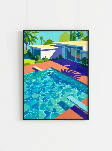 Pop Art Mid-Century Pool Landscape framed preview
