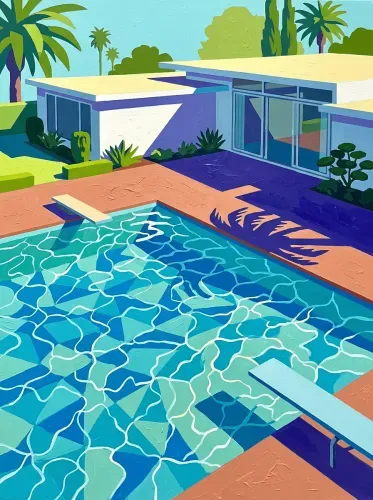Pop Art Mid-Century Pool Landscape