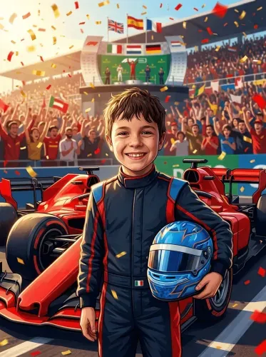 Pop Art Racing Champion Boy Portrait