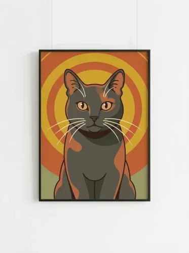 Pop Art Sacred Cat Golden Halo Portrait framed preview