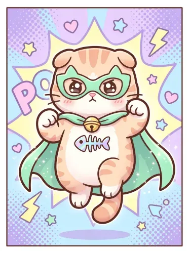 Pop Art Superhero Cat Mint Glasses