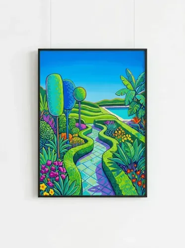Pop Art Tropical Garden Pathway Canvas framed preview