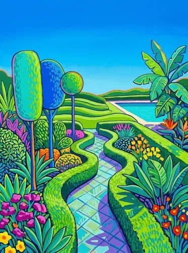Pop Art Tropical Garden Pathway Canvas