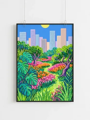 Pop Art Urban Garden Neon Cityscape framed preview