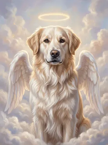 Realistic Angel Dog Halo Heavenly Portrait