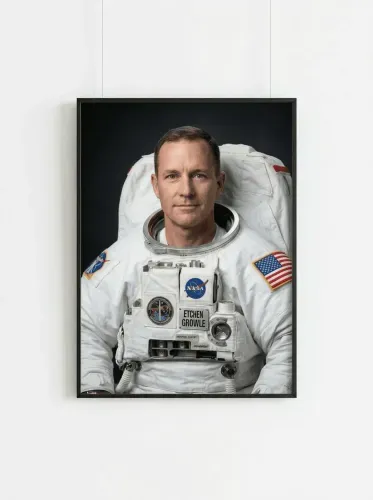Realistic Astronaut NASA Spacesuit Portrait framed preview