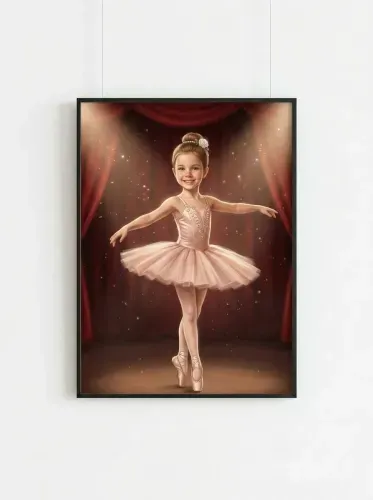 Realistic Ballerina Girl Pink Tutu Stage framed preview