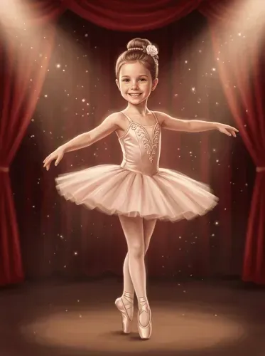 Realistic Ballerina Girl Pink Tutu Stage
