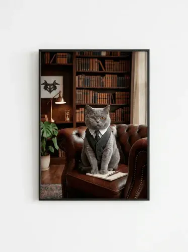 Realistic Cat Glasses Executive Portrait framed preview