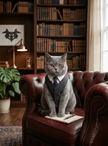 Realistic Cat Glasses Executive Portrait