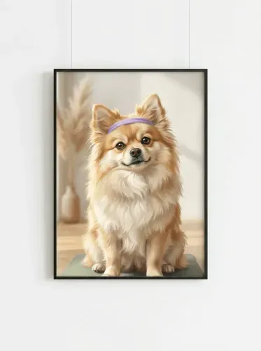 Realistic Chihuahua Purple Headband Portrait framed preview