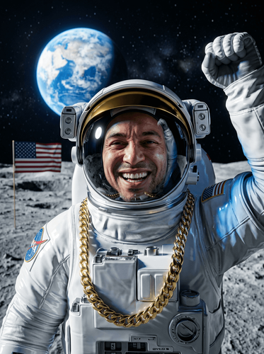 Realistic Digital Moon Landing Portrait