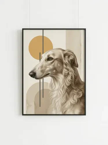 Realistic Dog Portrait Amber Eyes Geometric framed preview