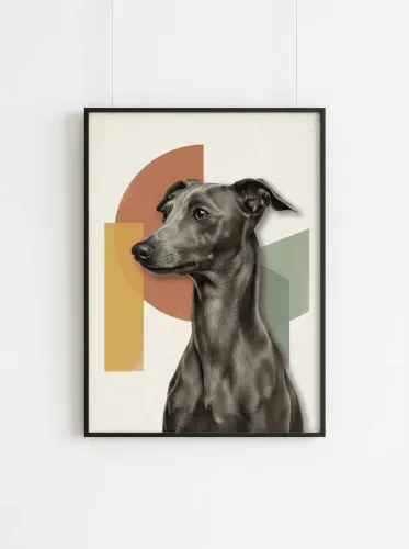 Realistic Dog Portrait Geometric Shapes Canvas framed preview