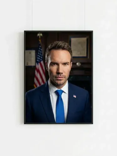 Realistic Executive Portrait American Flag Office framed preview