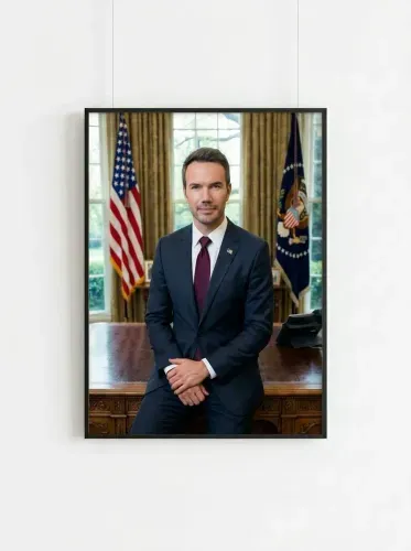 Realistic Executive Portrait Oval Office Setting framed preview